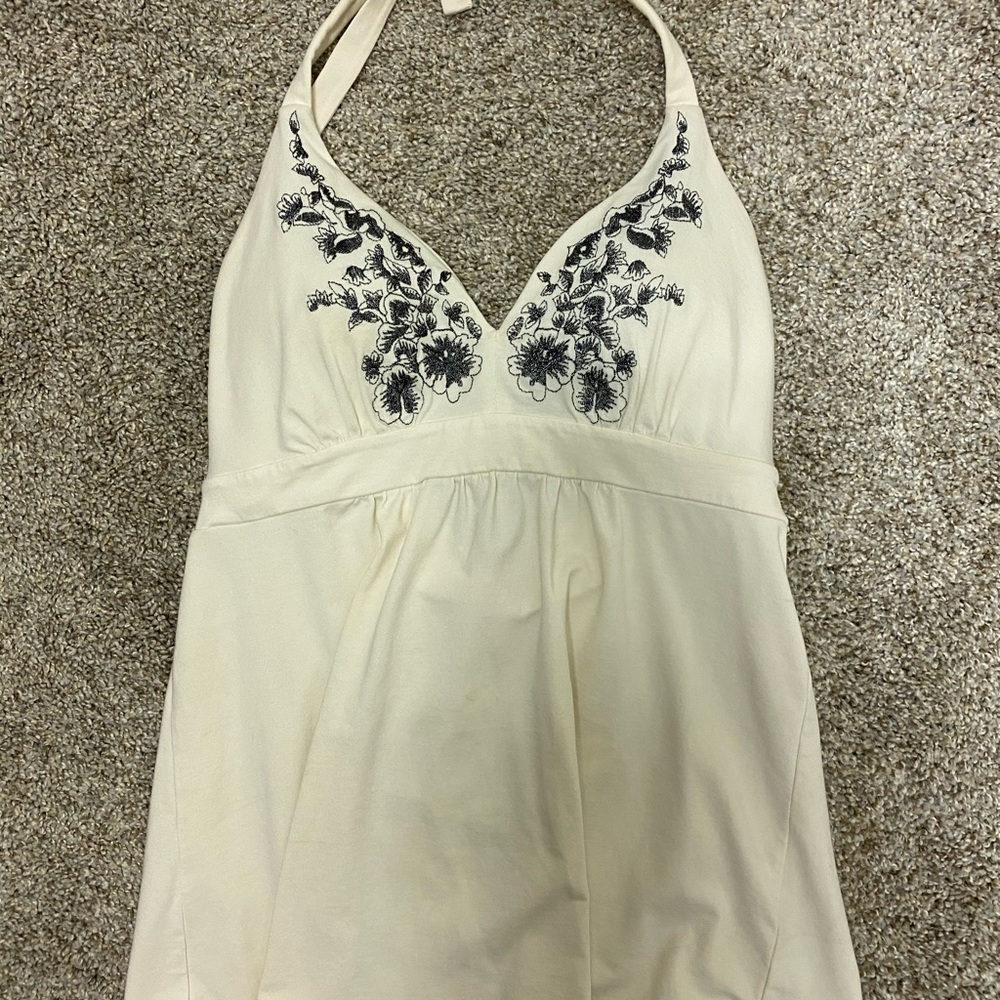 Off white - Small embroidered Halter top
